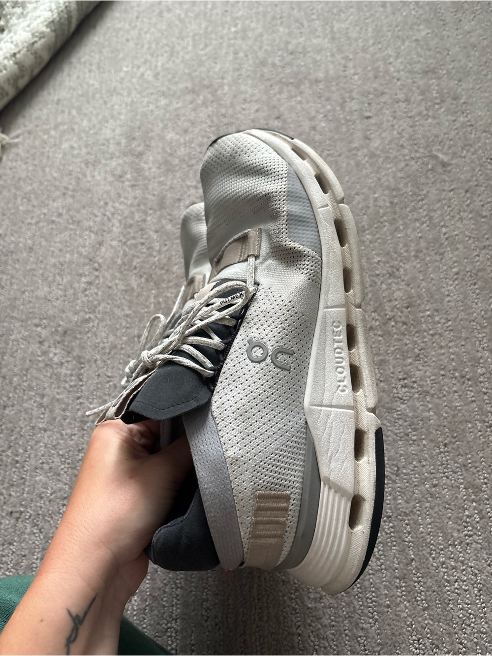 On Running White and Gray CloudTec Athletic Sneakers